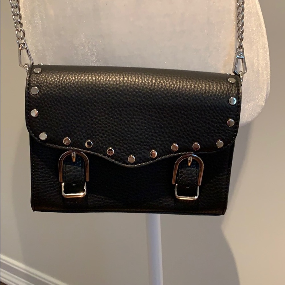 Rebecca Minkoff black leather moto bag